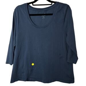 Pact Orgranic Cotton T-shirt Women's XL Blue 3/4 Sleeve Flaw